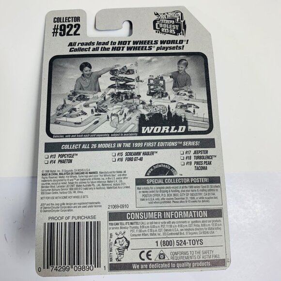Hot Wheels Lot of 6 Die Cast Jeepster Monte Carlo Jaguar First Editions and More - Picture 14 of 15